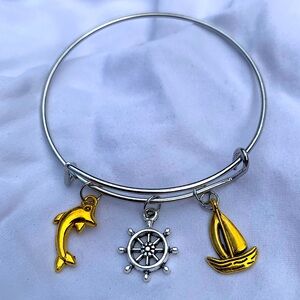 Brand New! Handmade! Adjustable Charm Bangle Bracelet!